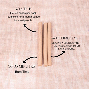 Cones Charcoal-Free Dhoop Sticks | 150 GM (Approx. 50 Cones)+ Free Stand