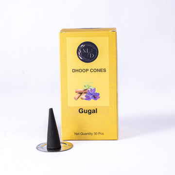 Gugal Charcoal-Free Dhoop Cones | 150 GM (Approx. 50 Cones)+ Free Stand