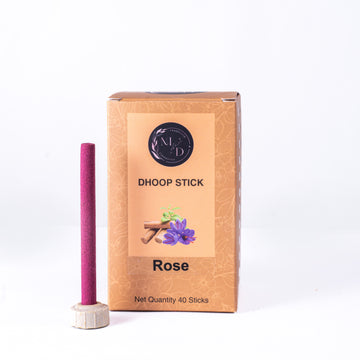 Rose Charcoal-Free Dhoop Sticks | 150 GM (Approx. 50 Sticks)+ Free Stand