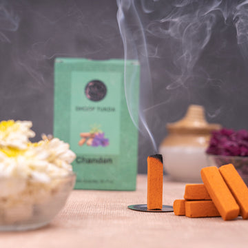Sandal Charcoal-Free Dhoop tukda | 150 GM (Approx. 50 Cones)+ Free Stand