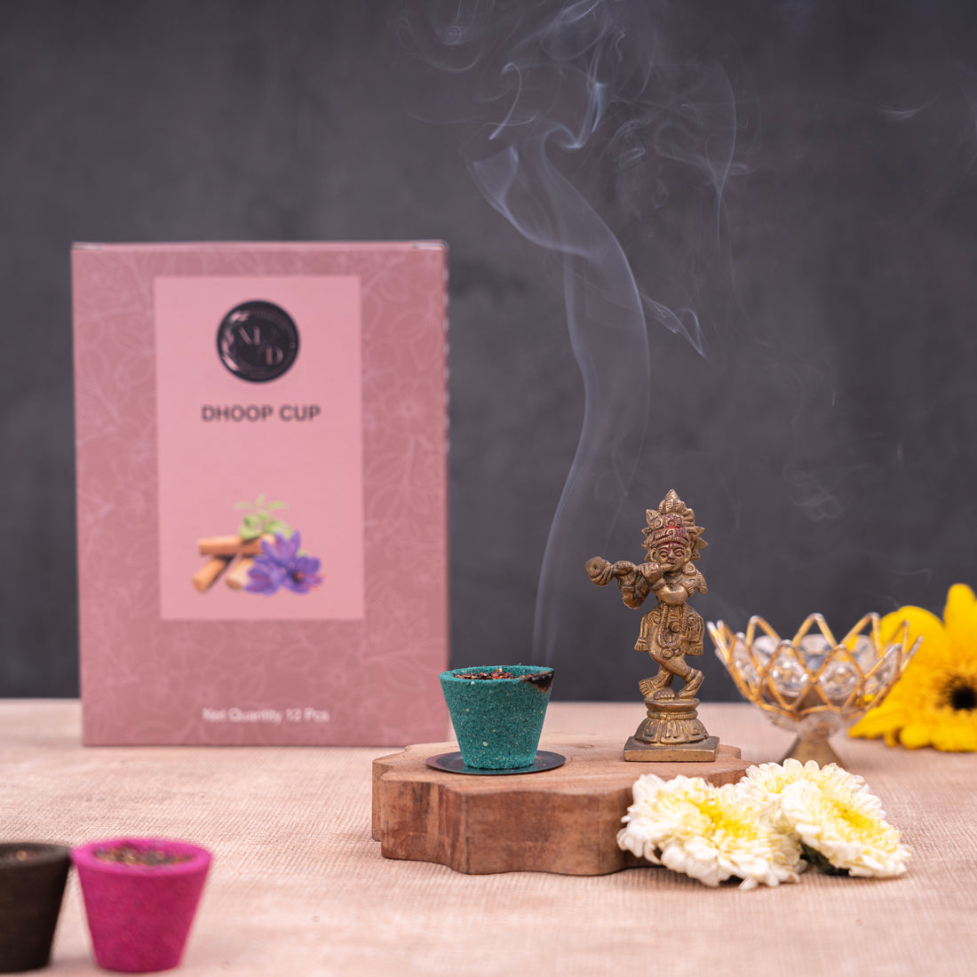 Charcoal-Free Dhoop cup  | 150 GM (Approx. 12 cups )+ Free Stand