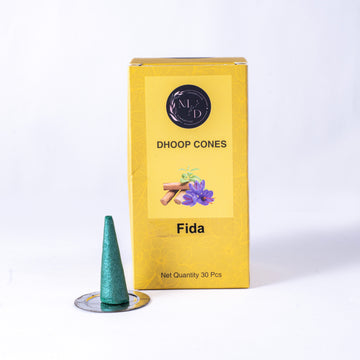 fida  Charcoal-Free Dhoop Cones | 150 GM (Approx. 50 Cones)+ Free Stand