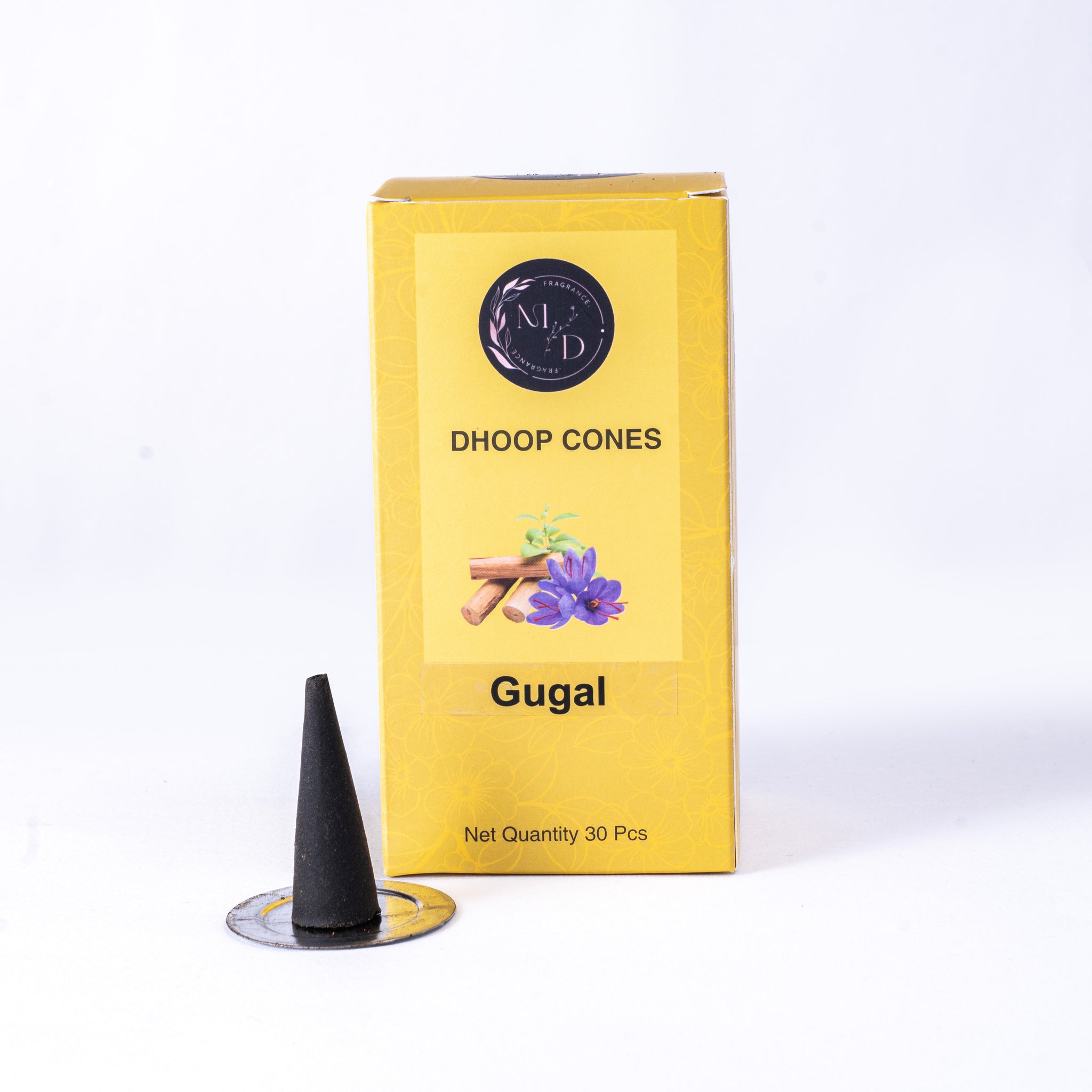 Gugal Charcoal-Free Dhoop Cones | 150 GM (Approx. 50 Cones)+ Free Stand