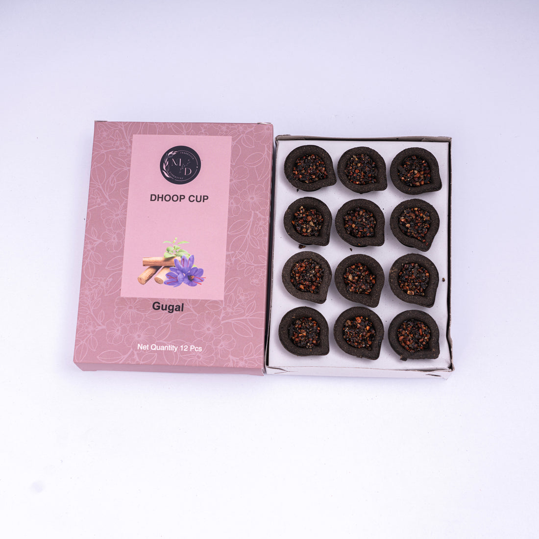 Gugal Charcoal-Free Dhoop cup  | 150 GM (Approx. 12 cups )+ Free Stand
