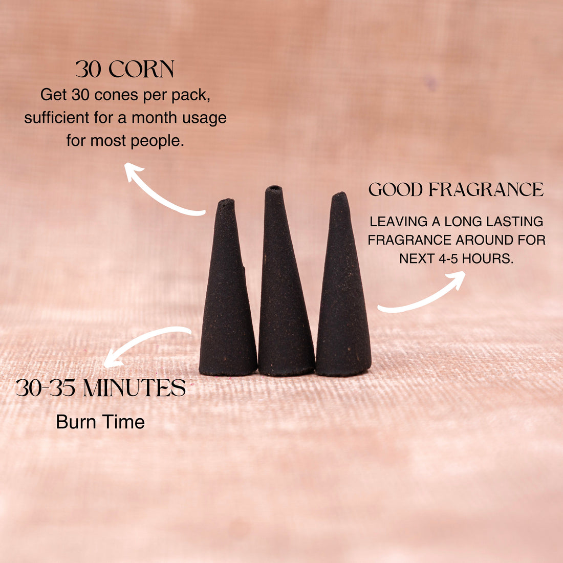 Gugal Charcoal-Free Dhoop Cones | 150 GM (Approx. 50 Cones)+ Free Stand