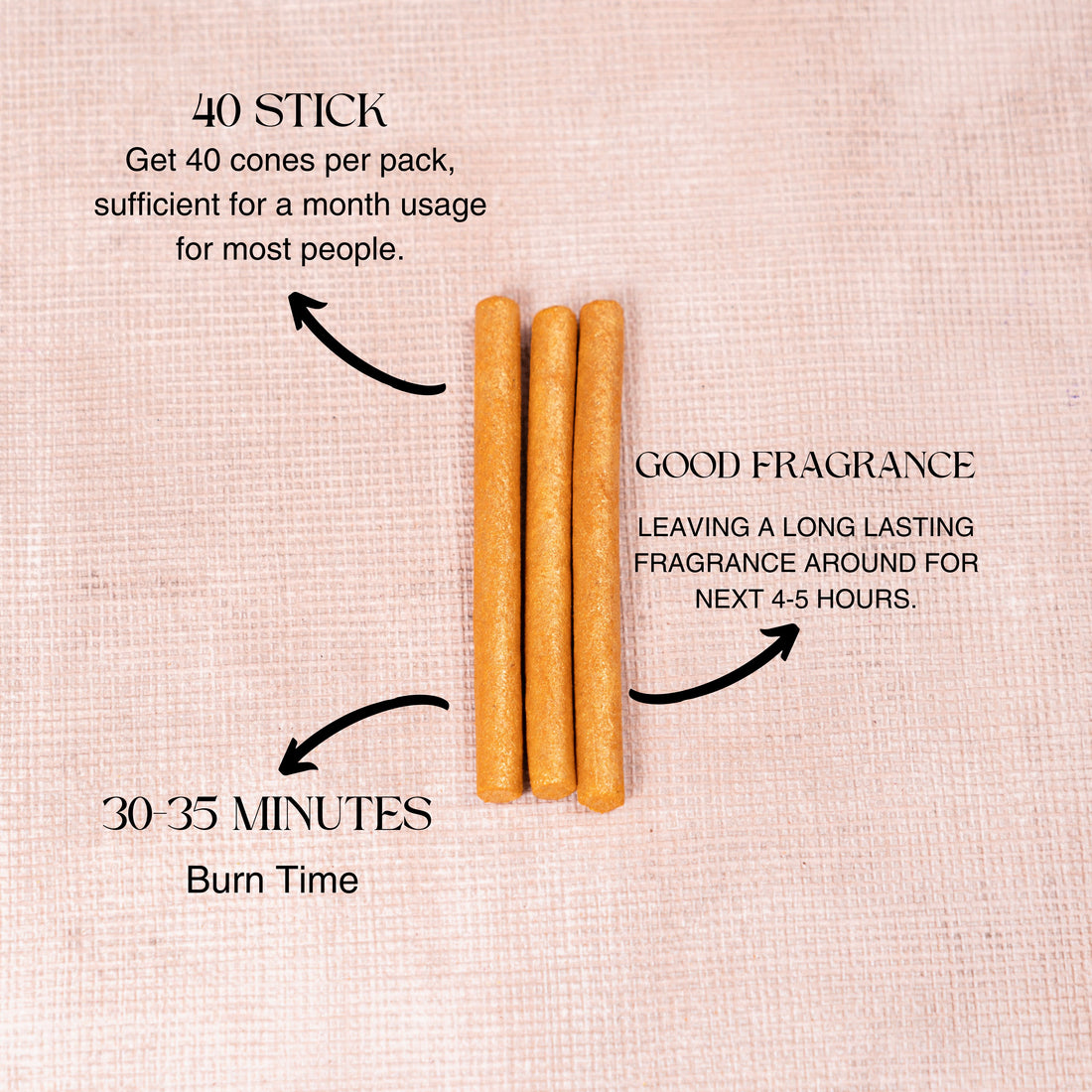 Herbal  Charcoal-Free Dhoop Sticks | 150 GM (Approx. 50 Cones)+ Free Stand