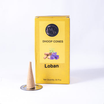 Loban Charcoal-Free Dhoop Cones | 150 GM (Approx. 50 Cones)+ Free Stand