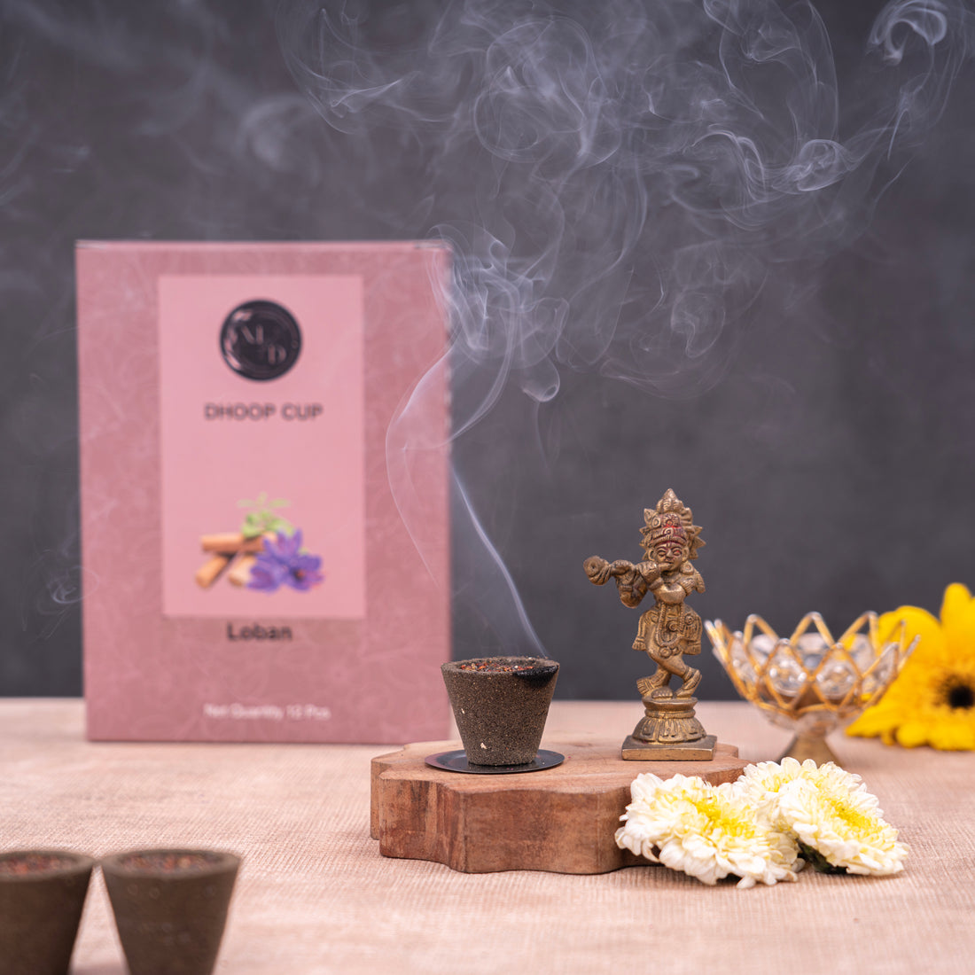 Mogra  Charcoal-Free Dhoop cup  | 150 GM (Approx. 12 cups )+ Free Stand