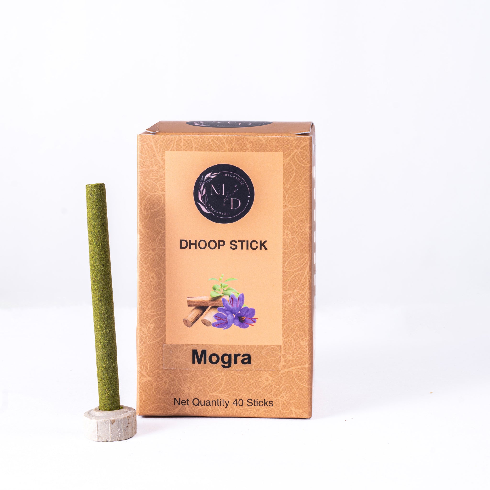 Mogra Charcoal-Free Dhoop Sticks | 150 GM (Approx. 50 Sticks)+ Free Stand
