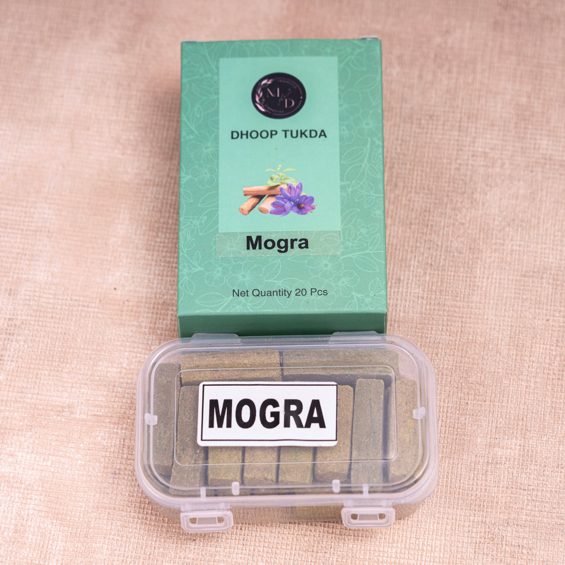 Mogra Charcoal-Free Dhoop tukda | 150 GM (Approx. 50 Cones)+ Free Stand