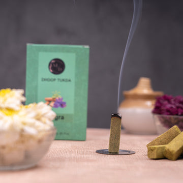 Mogra Charcoal-Free Dhoop tukda | 150 GM (Approx. 50 Cones)+ Free Stand