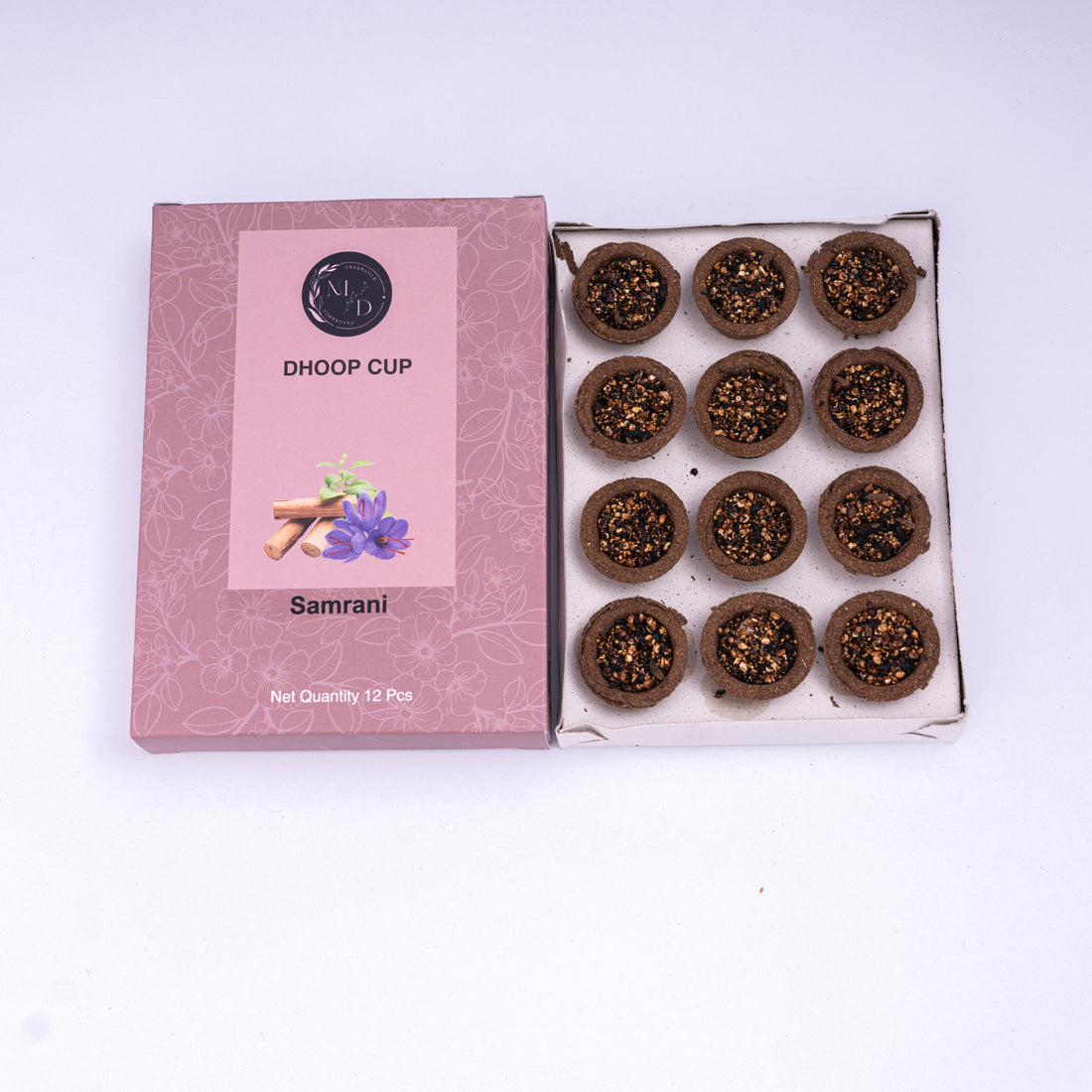 Samrani  Fragrance Charcoal-Free Dhoop cup  | 150 GM (Approx. 12 cups )+ Free Stand