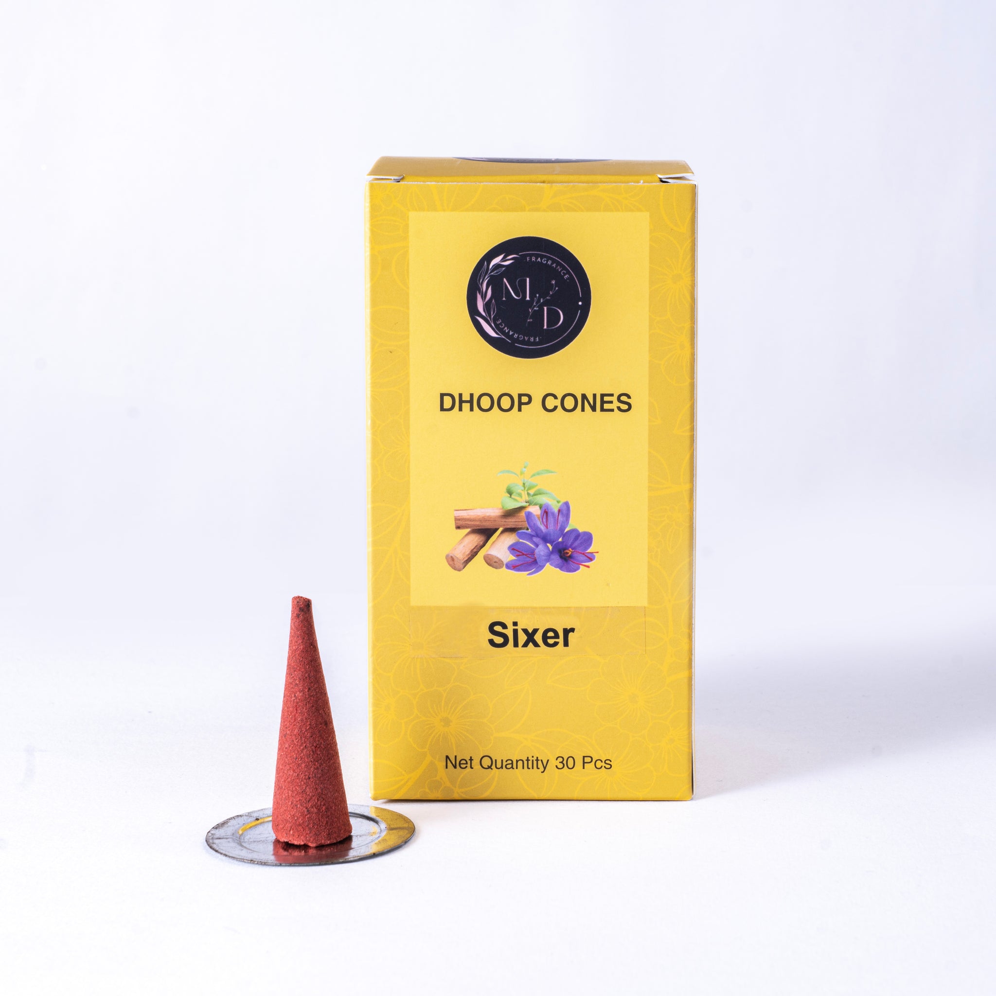 Sixer Charcoal-Free Dhoop Cones | 150 GM (Approx. 50 Cones)+ Free Stand