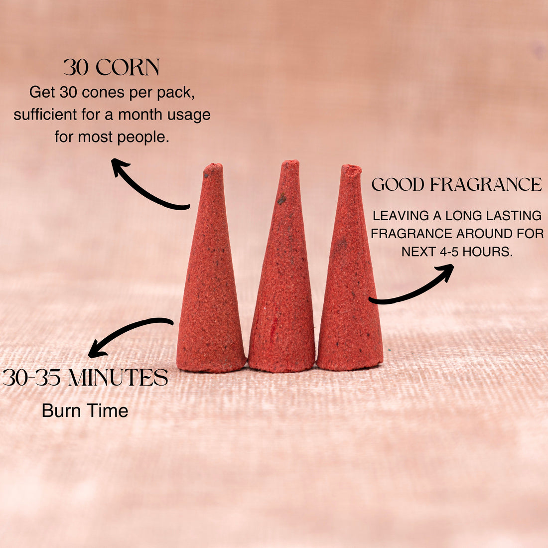 Sixer Charcoal-Free Dhoop Cones | 150 GM (Approx. 50 Cones)+ Free Stand